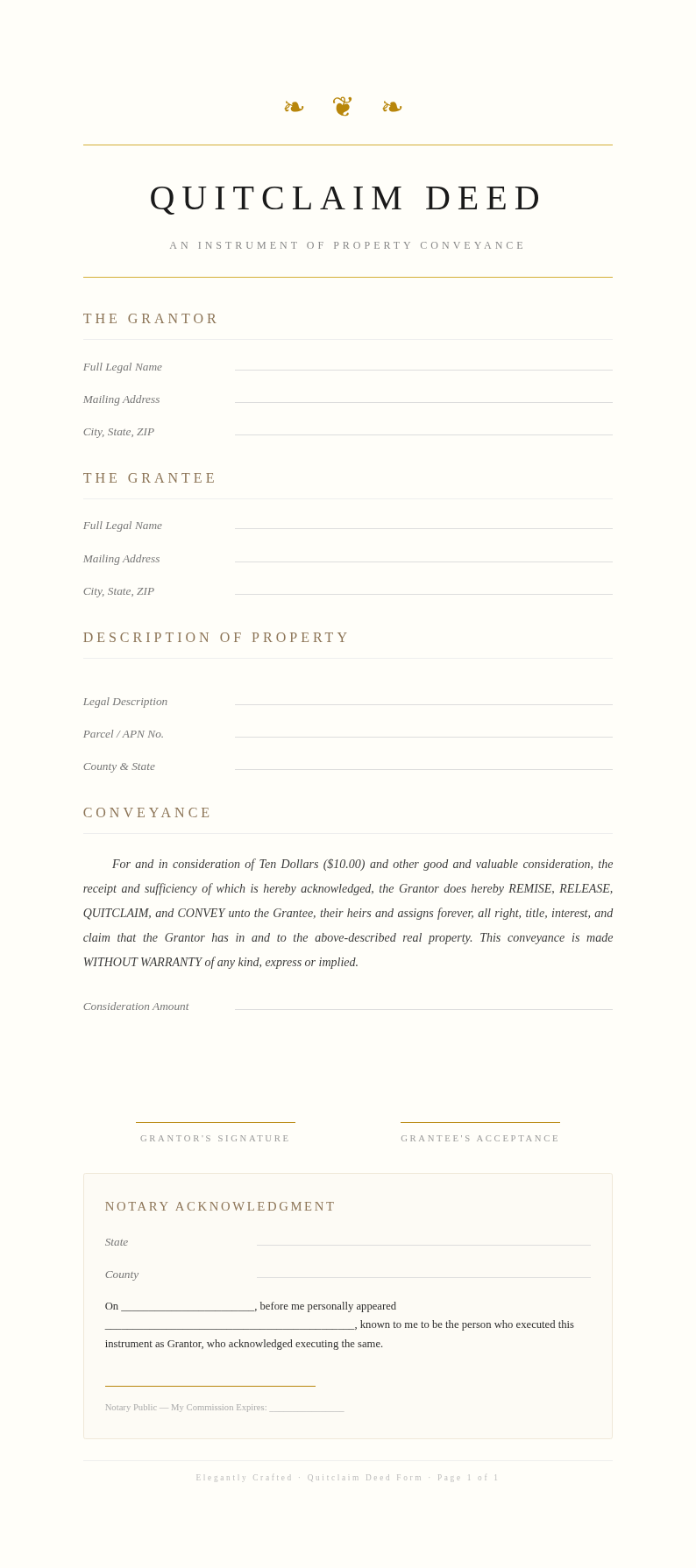 Elegant sophisticated quitclaim deed